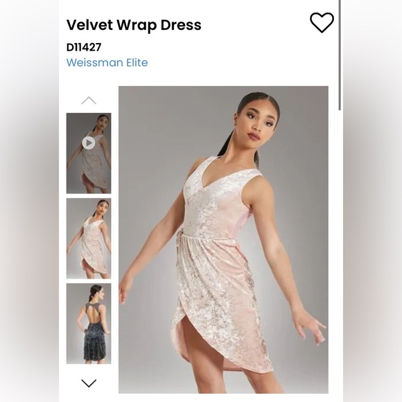 Weissman Velvet Wrap Dress Lyrical Dance Leotard with open back light pink NEW - Picture 10 of 11